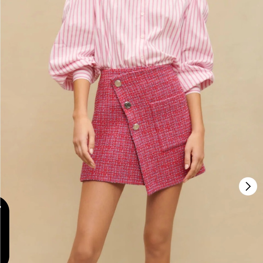 Maje Pink Tweed Mini Skirt